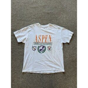 Vintage Hanes Heavyweight Aspen American Outdoors Graphic T-Shirt White Men’s XL